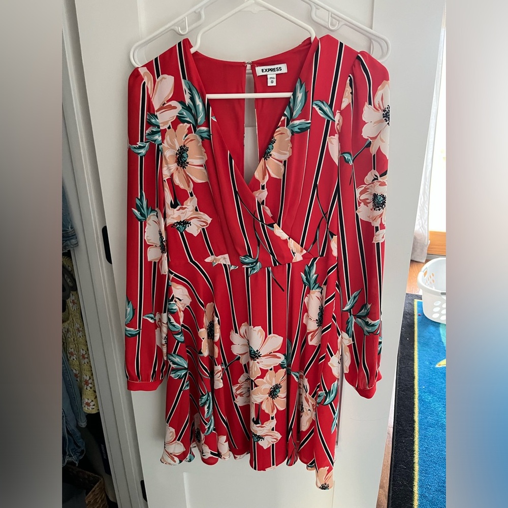 Express red Floral Dress